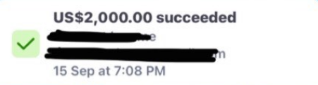 Payment – US$2,000 succeeded